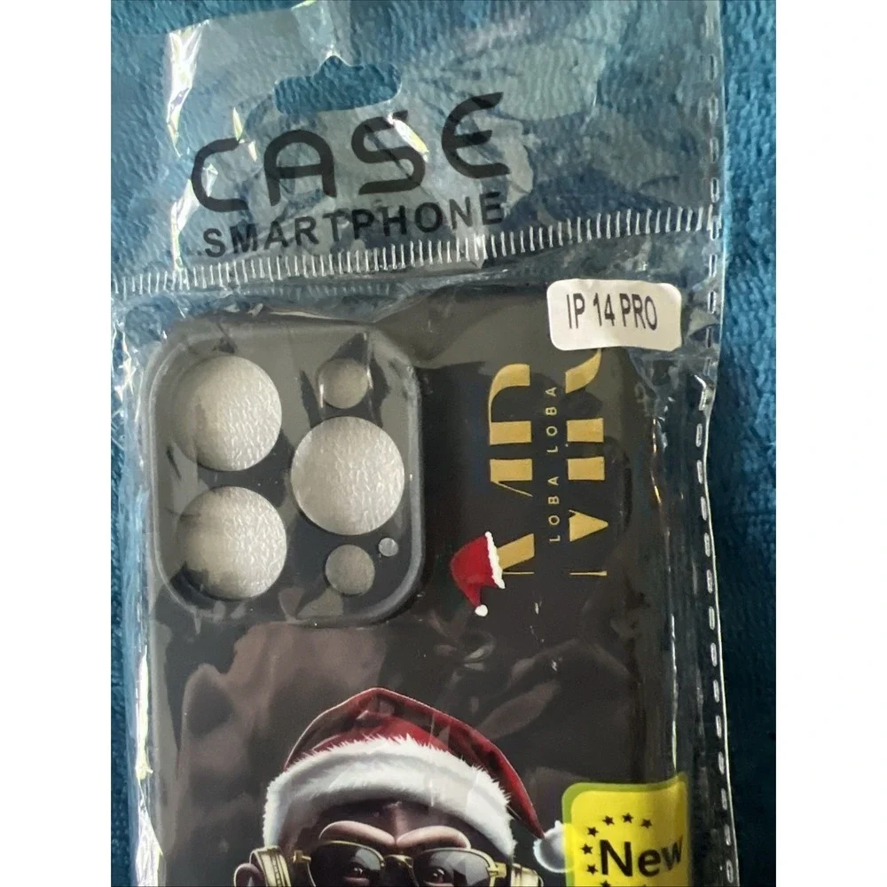 Case Smartphone IP 14 Pro Black Christmas Monkey LobaLoba Screen Protector New